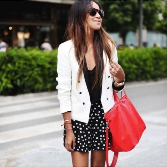 Rebecca Taylor Silk Polka Dot Shorts Size 4 Black White Pleated Flowy Pockets - Picture 2 of 8